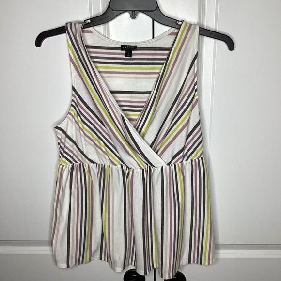 Womens Torrid Striped tank top striped‎  cream / multi 1X - Picture 1 of 4